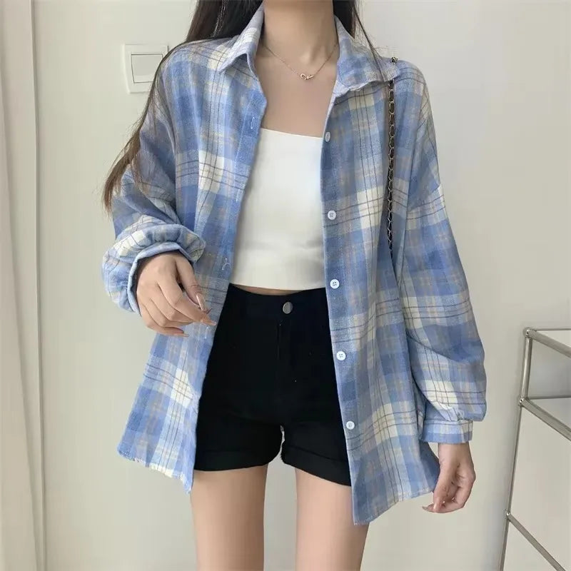 Camisa de cuadros vintage de manga larga