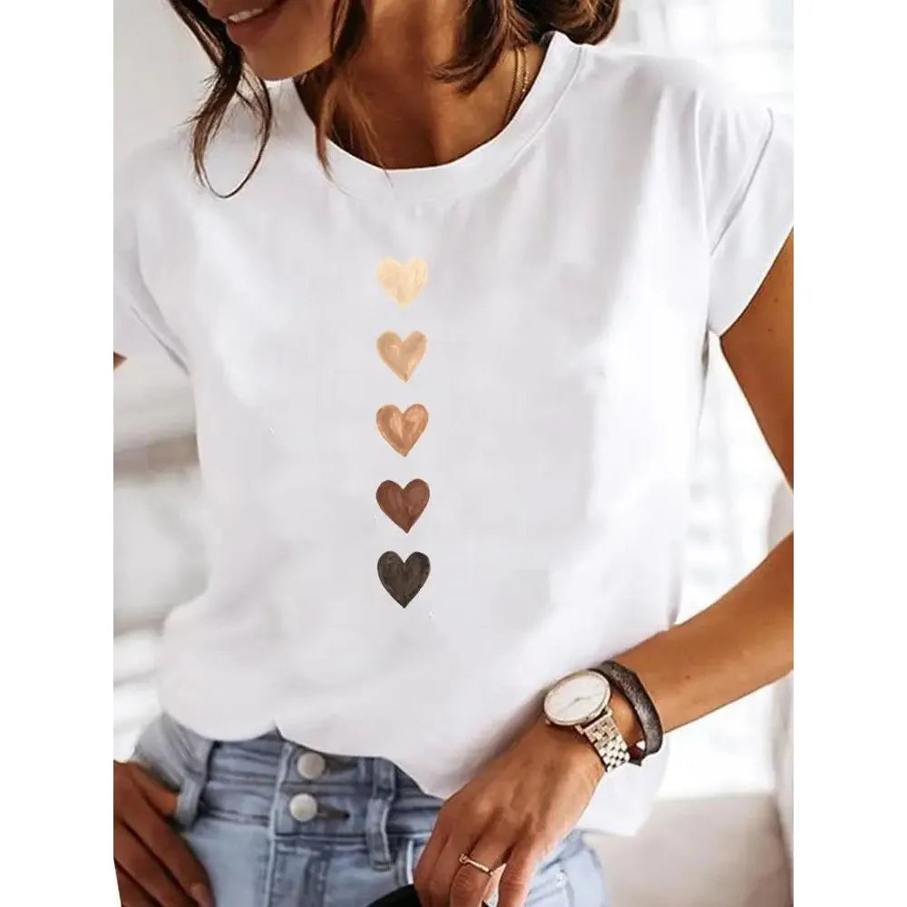 Camiseta con estampado de corazón para mujer