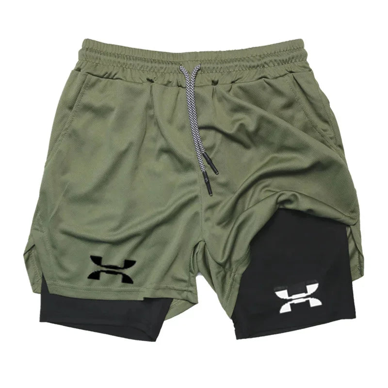 Pantalón corto 2 en 1 deportivo para hombre