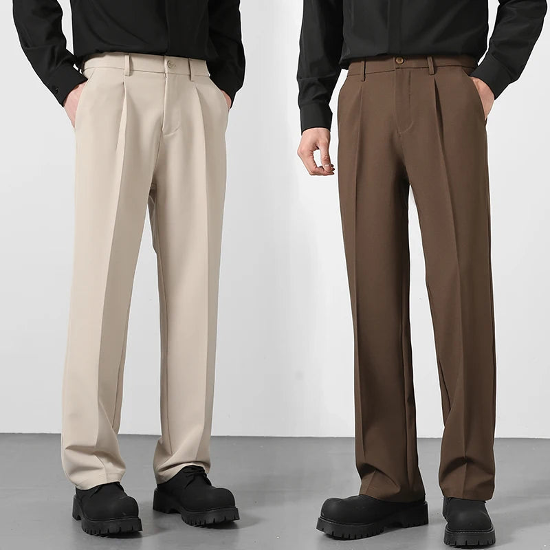 Pantalón de traje holgado de pierna recta para hombre