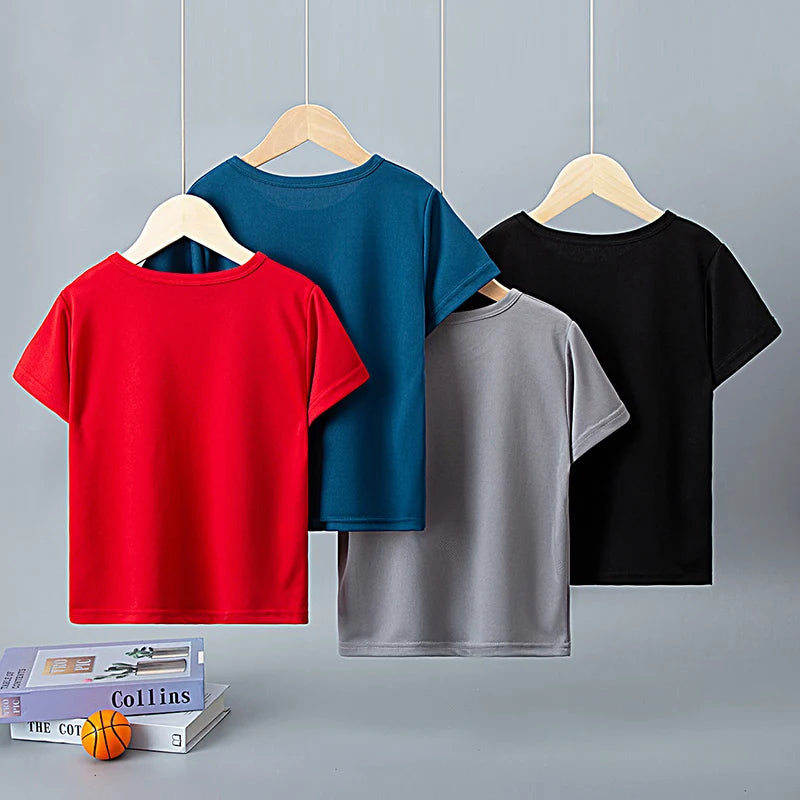 Camisetas deportivas infantiles de secado rápido (1 o 4 uds)