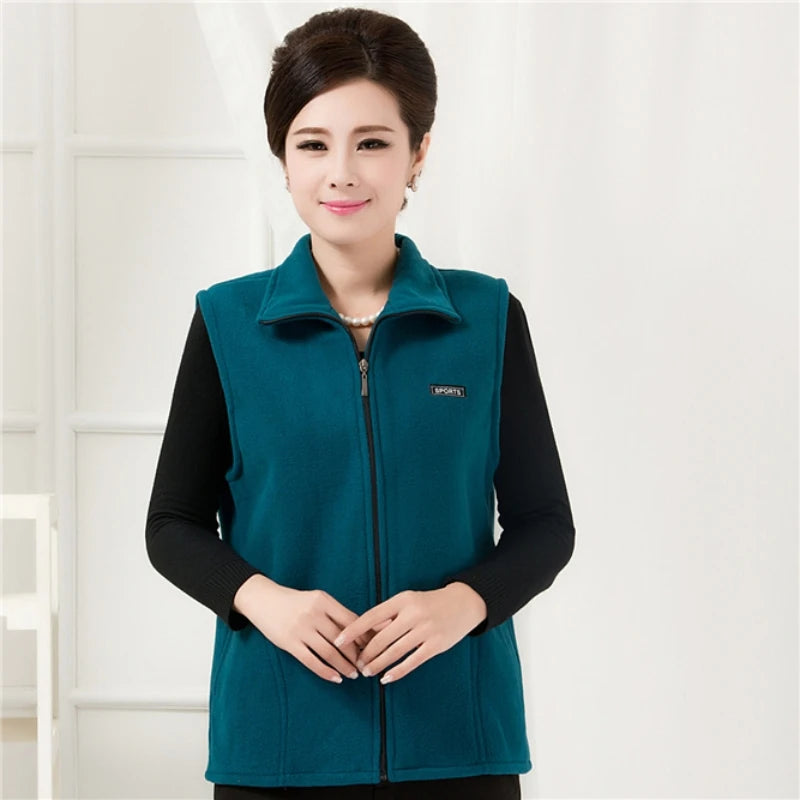 Chaleco polar sin mangas con cremallera para mujer (tallas grandes)