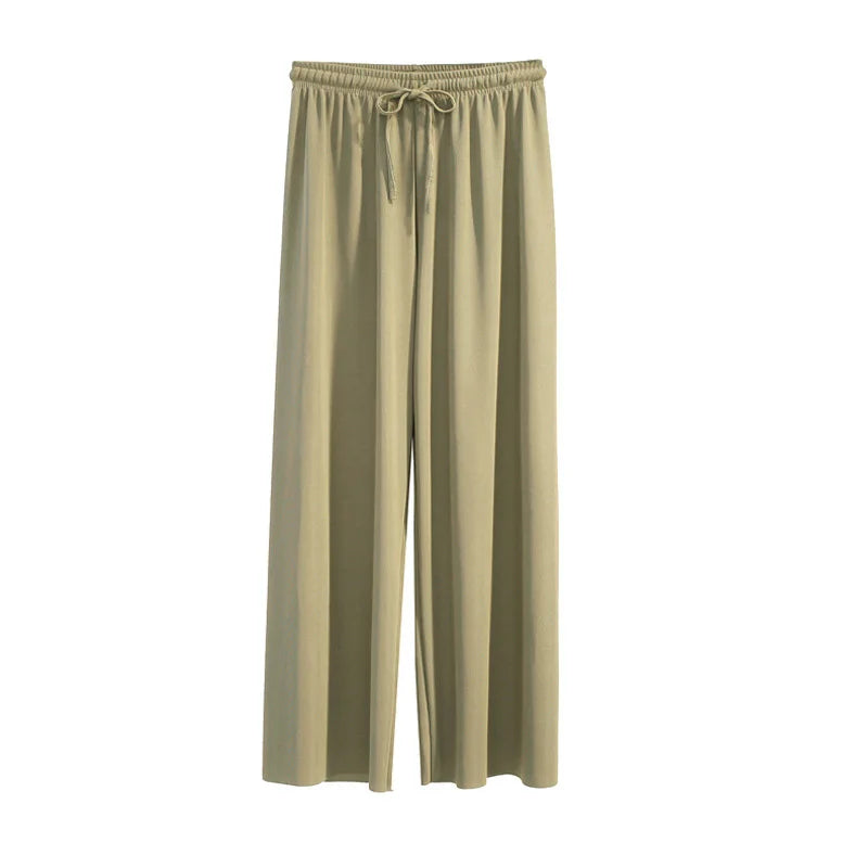 Pantalón ancho tobillero con cintura elástica