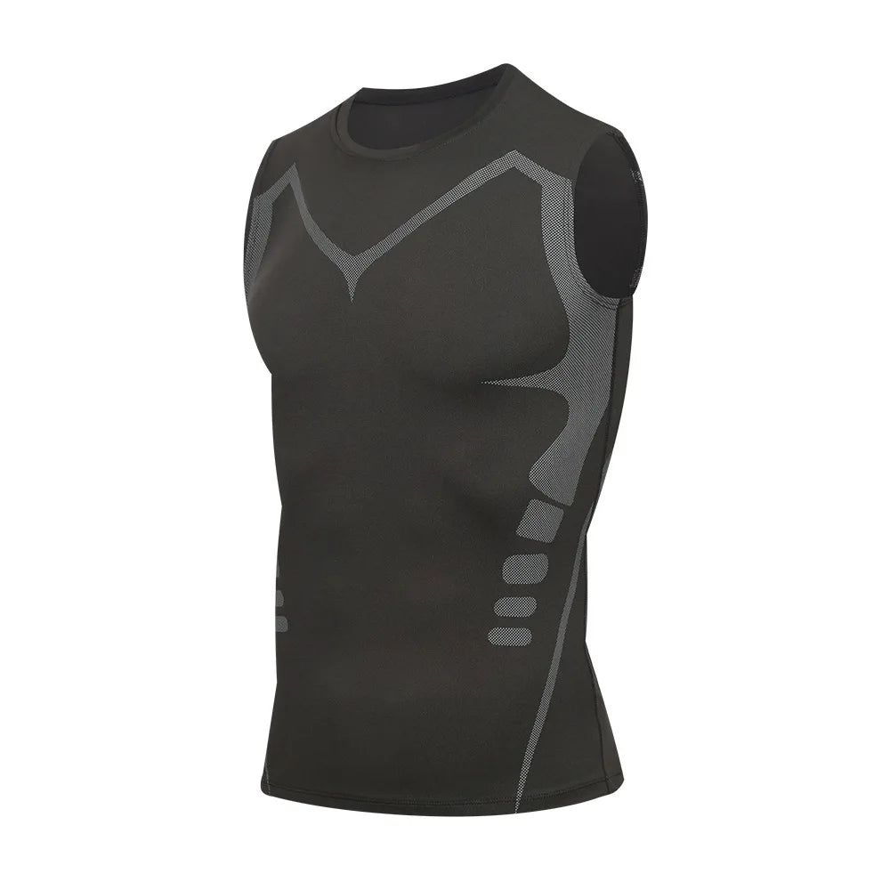 Camiseta de compresión sin mangas para hombre