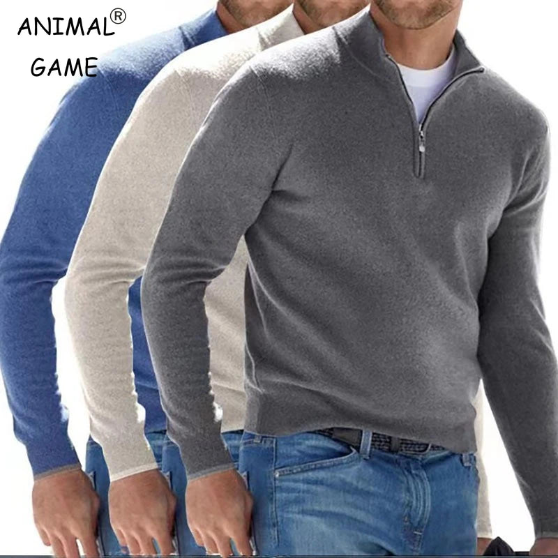 Jersey de canalé con media cremallera para hombre