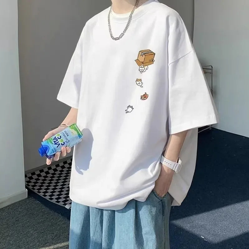 Camiseta oversize vintage con estampado para hombre
