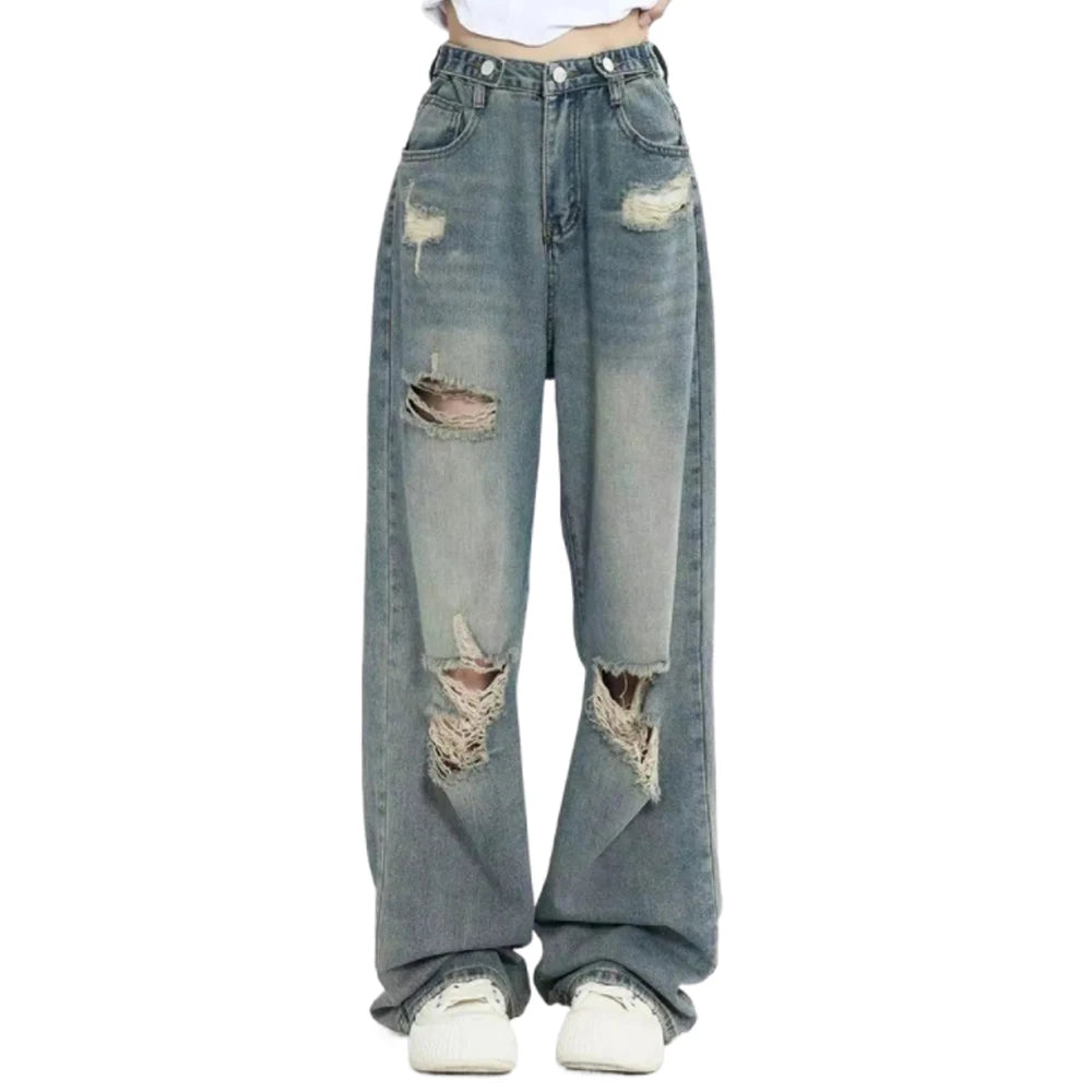 Vaquero baggy Celeste con rotos