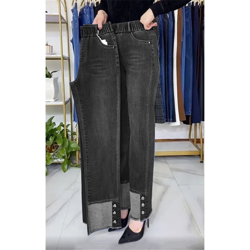 Vaqueros rectos con cintura elástica (hasta 5XL)