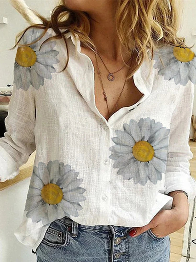 Camisa de algodón y lino con botones