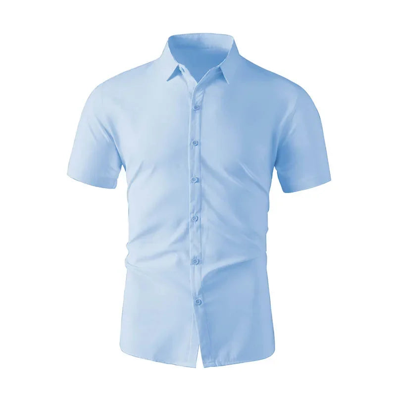 Camisa lisa de manga corta para hombre