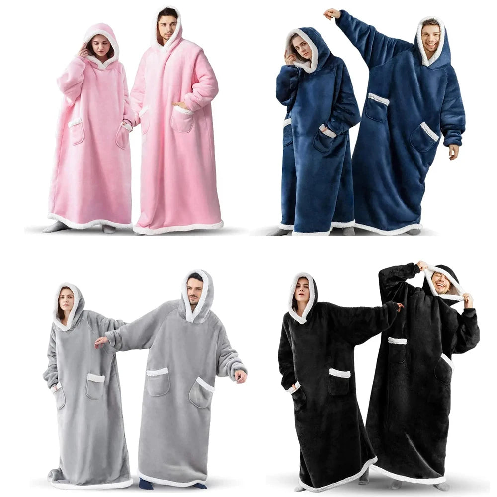 Manta pijama larga con mangas y capucha (150 o 180 cm)