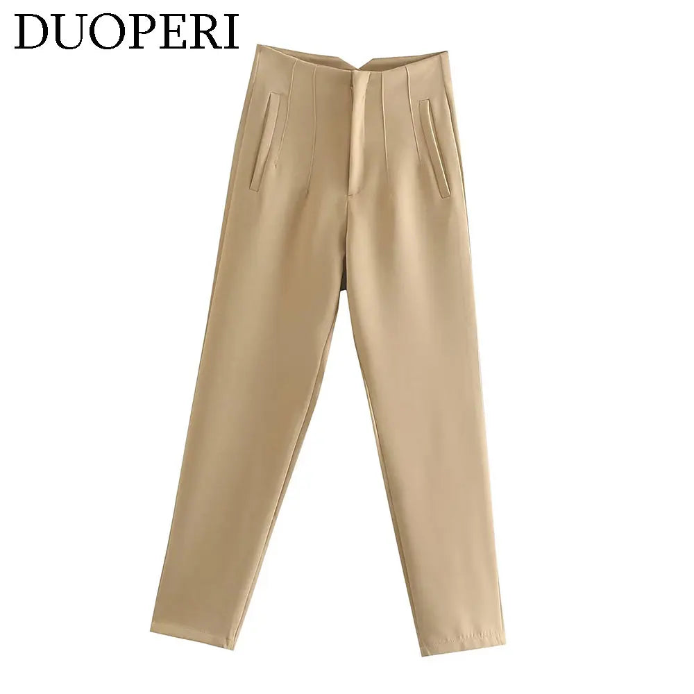 Pantalón de tiro alto básico en colores