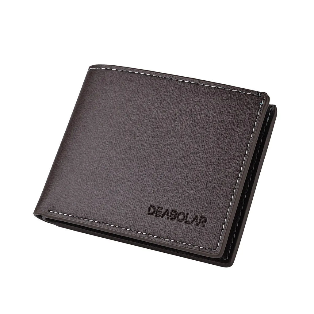 Cartera fina plegable de piel sintética para hombre