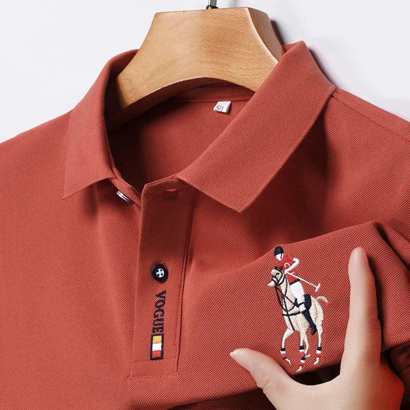 Polo bordado de manga corta para hombre