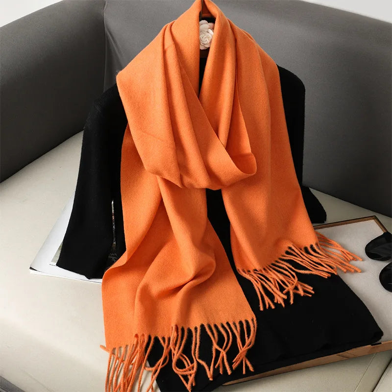 Bufanda de invierno lisa tacto cachemira
