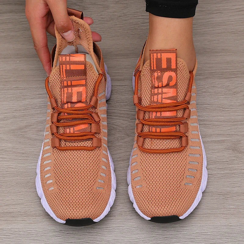 Zapatillas deportivas de malla con suela blanda para mujer