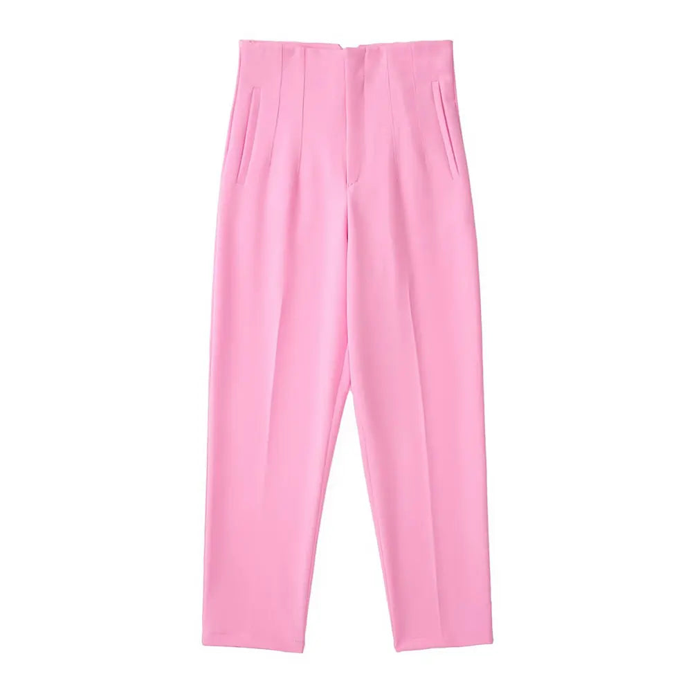 Pantalón de tiro alto básico en colores