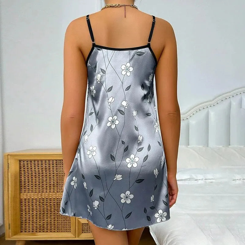 Camisón de satén estampado de tirantes