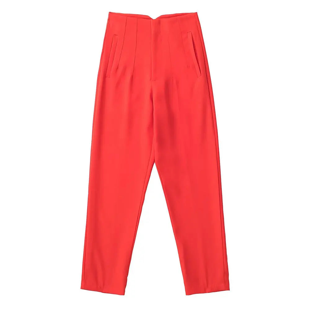 Pantalón de tiro alto básico en colores