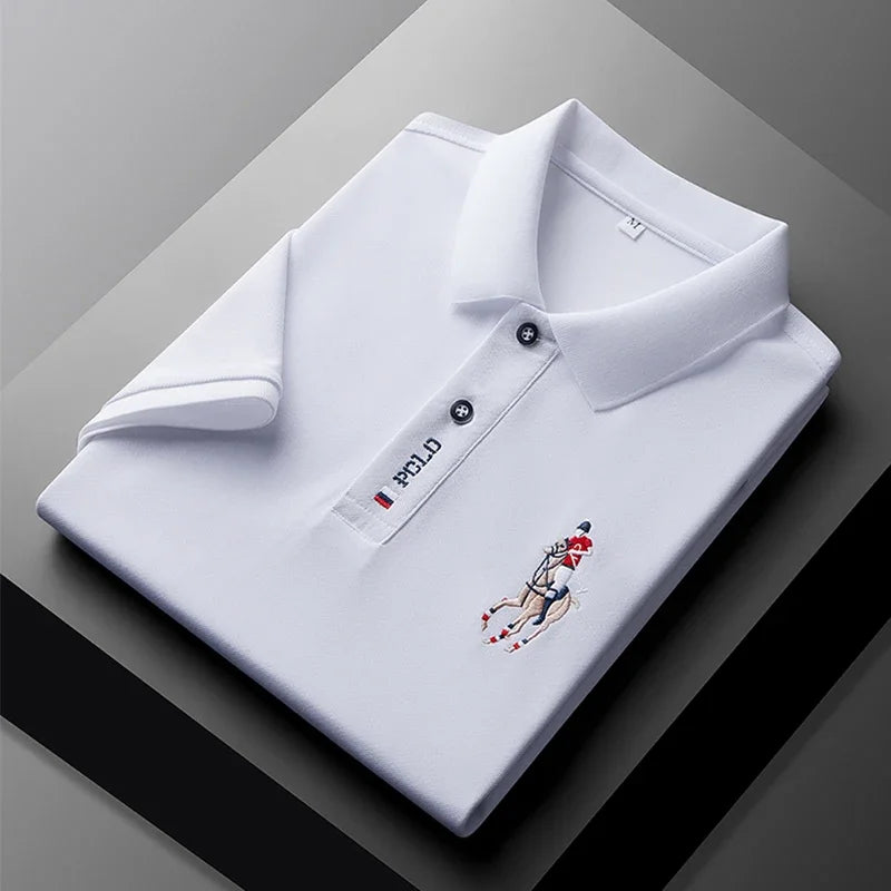Polo bordado de manga corta para hombre