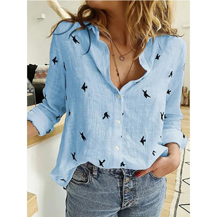 Camisa de algodón y lino con botones