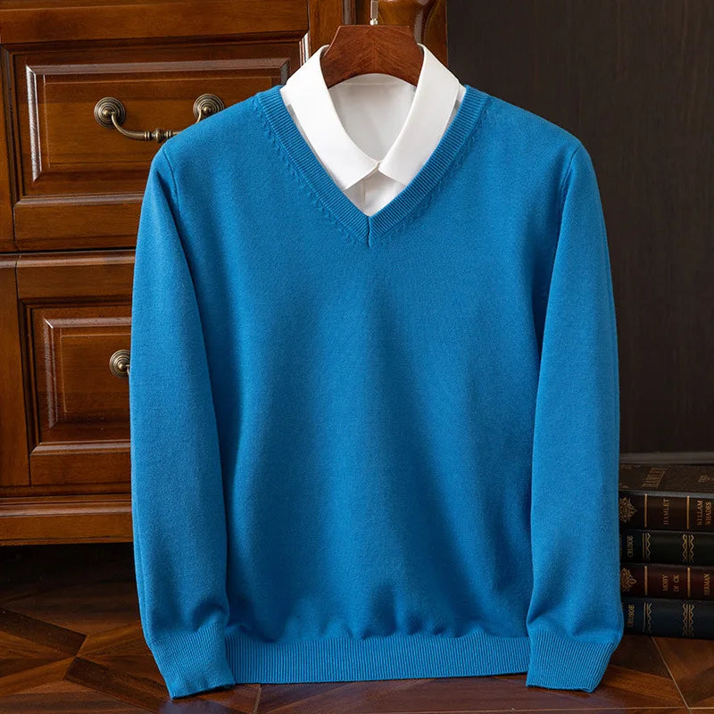 Jersey grueso de cuello pico para hombre