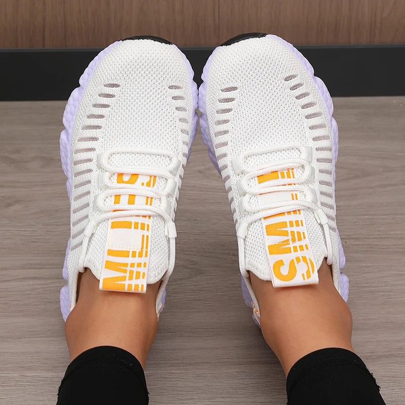 Zapatillas deportivas de malla con suela blanda para mujer