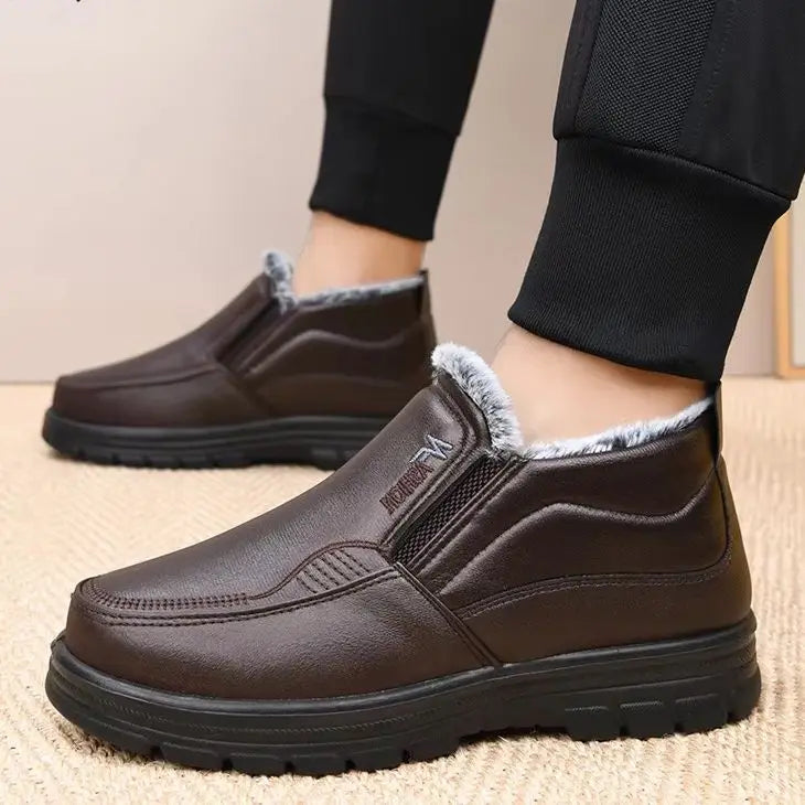 Botas de piel impermeables con forro para hombre