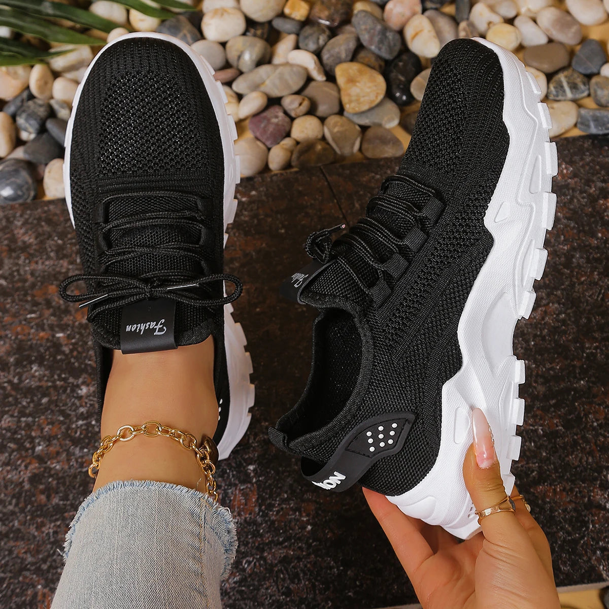 Zapatillas dad de plataforma con malla transpirable para mujer