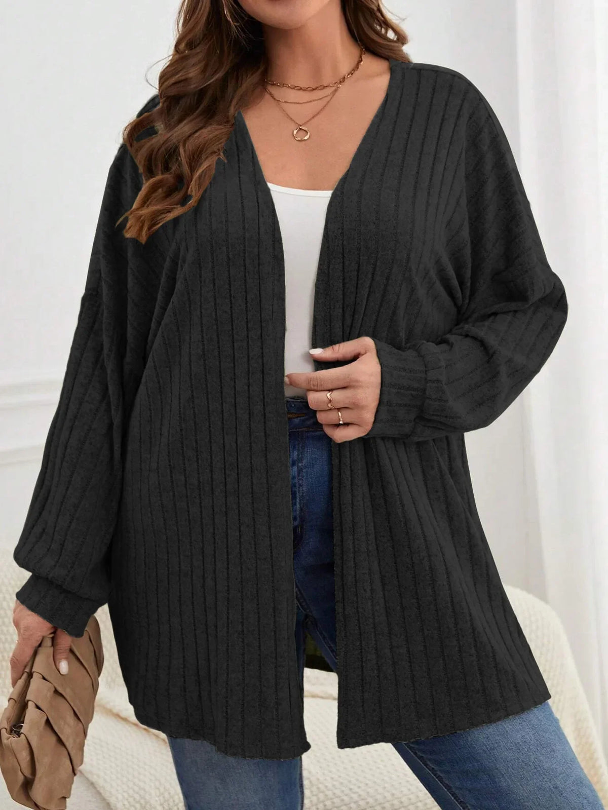 Cárdigan holgado de punto para mujer (1XL a 5XL)