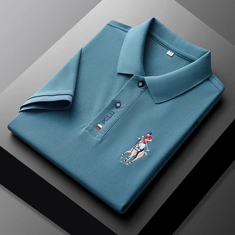 Polo bordado de manga corta para hombre