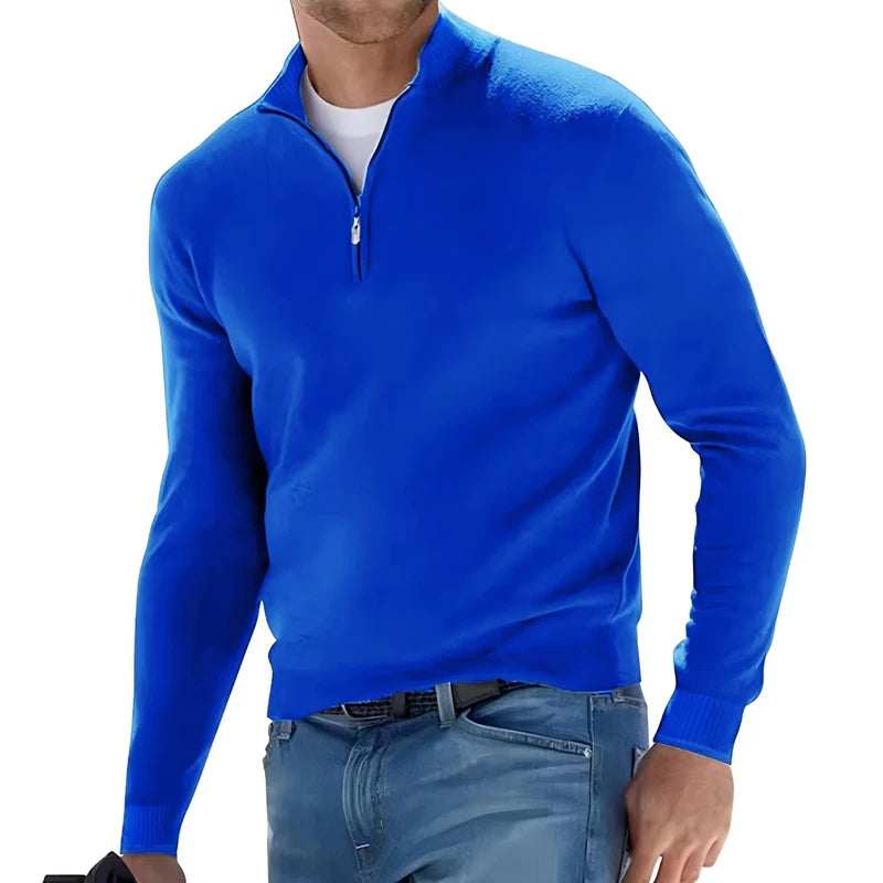 Jersey de canalé con media cremallera para hombre