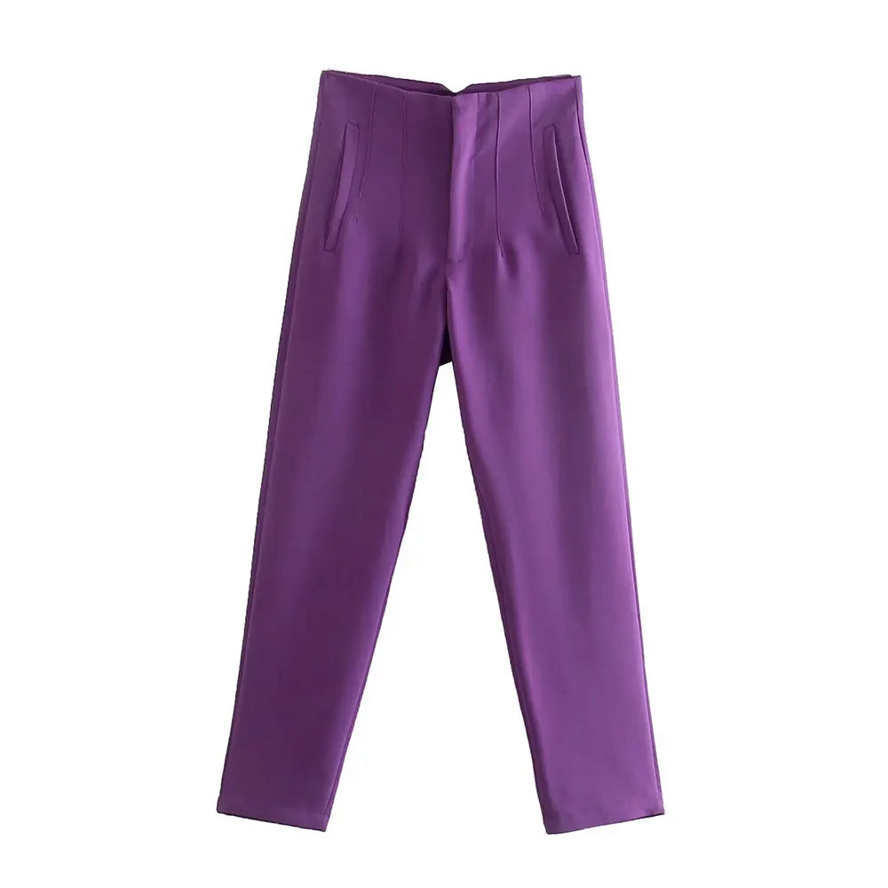 Pantalón de tiro alto básico en colores