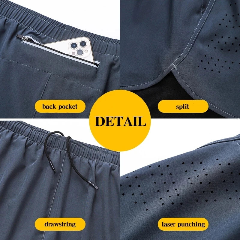 Pantalón corto de running doble capa para hombre