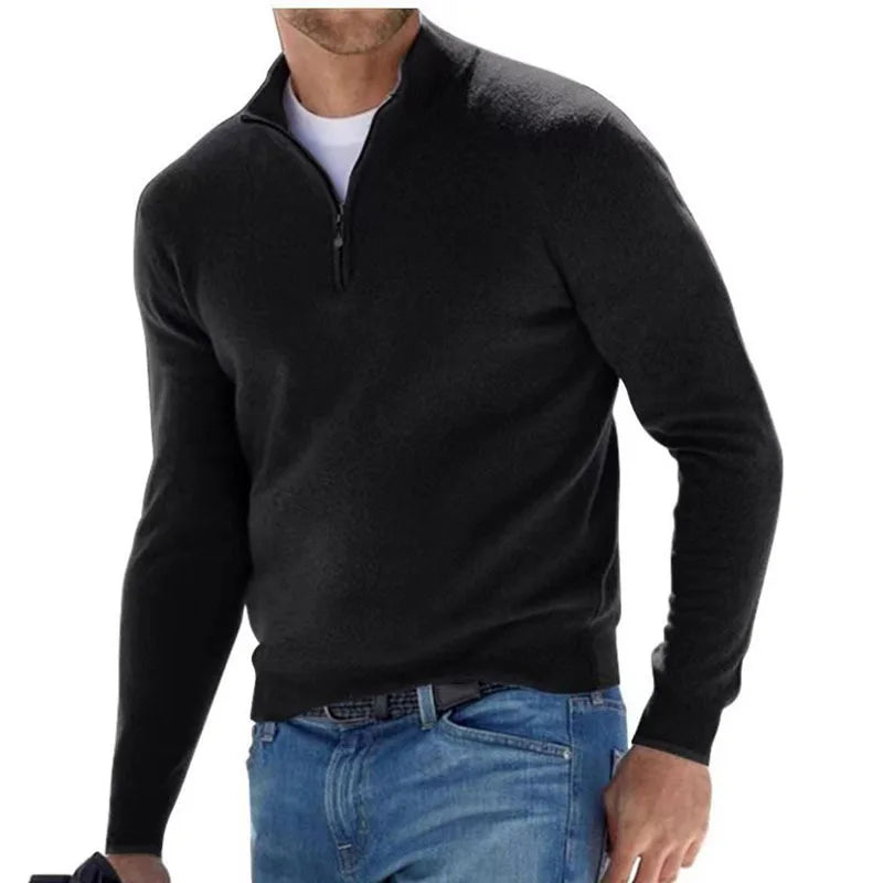 Jersey de canalé con media cremallera para hombre