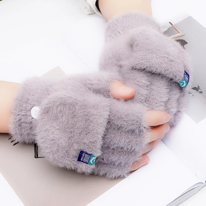 Guantes medio dedo tacto visón