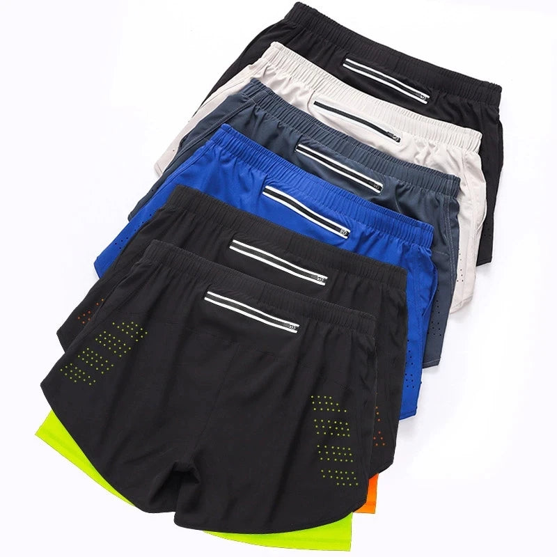 Pantalón corto de running doble capa para hombre