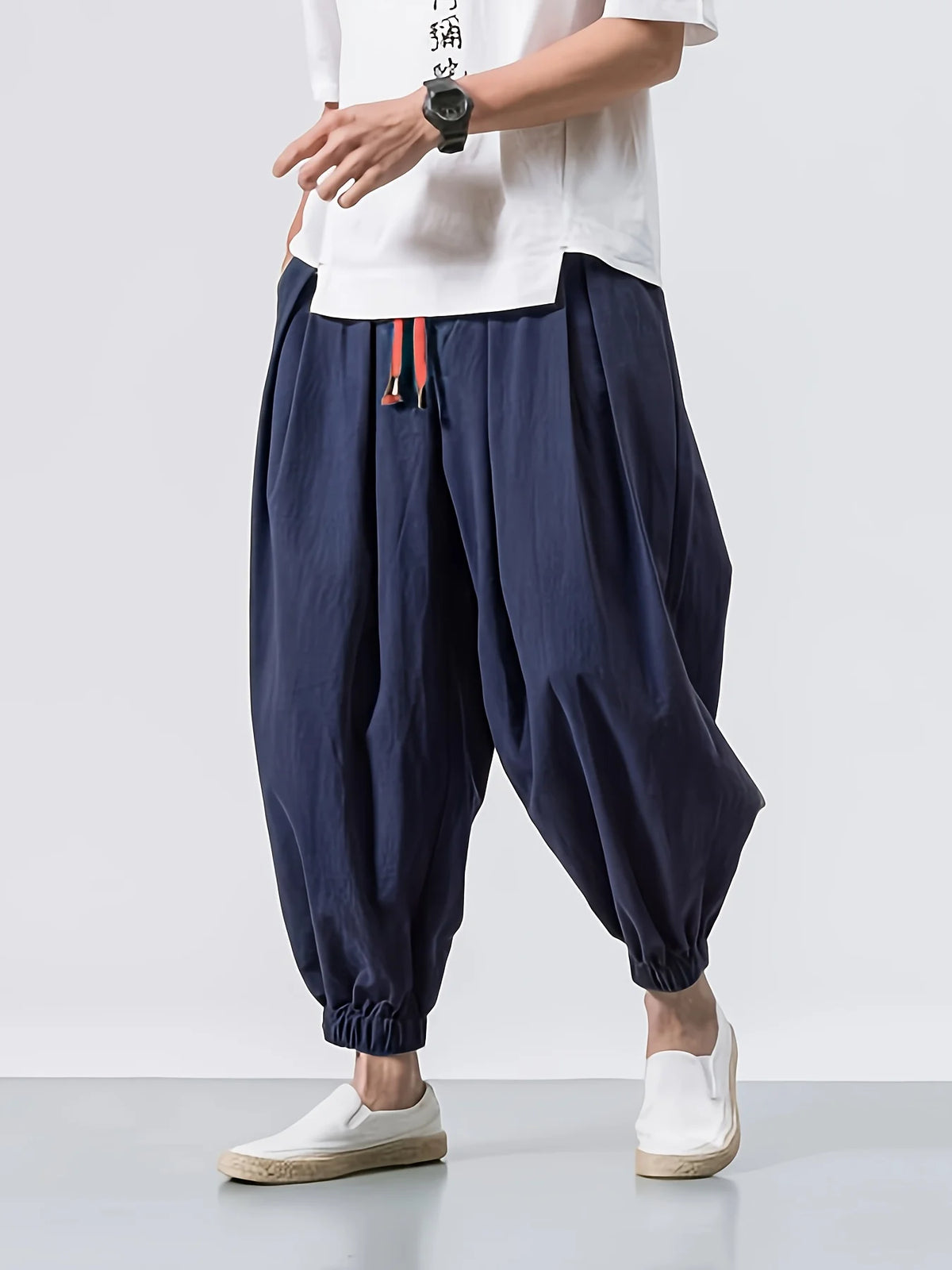 Pantalón holgado de lino para hombre (hasta 5XL)