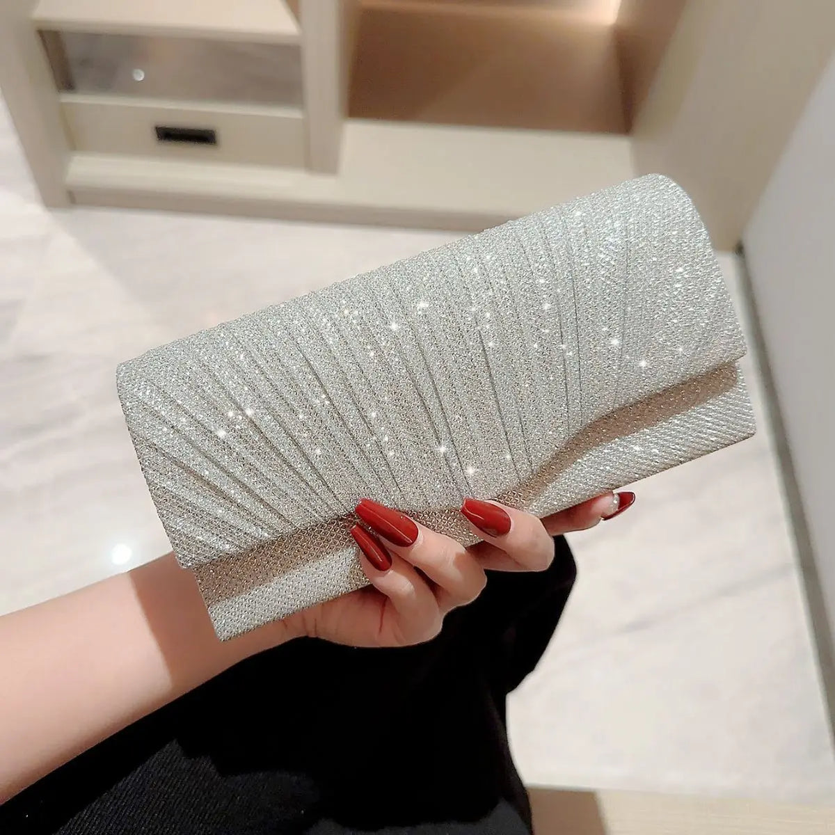 Bolso de fiesta brillante tipo cartera