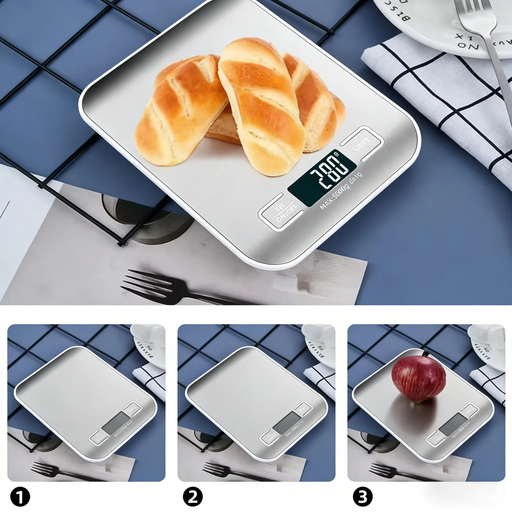 Báscula digital de cocina (hasta 10 kg, precisión 1 g)