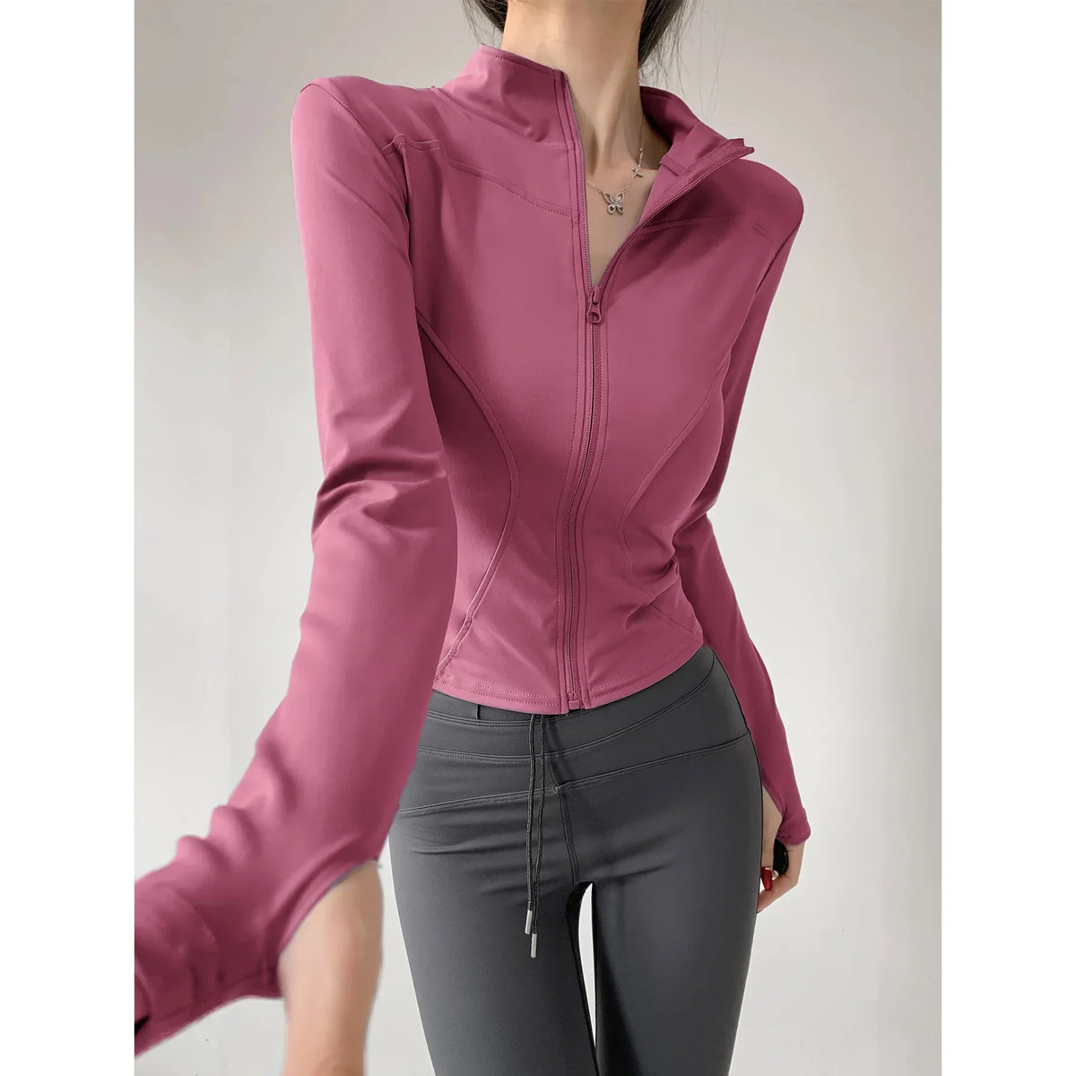 Chaqueta deportiva ajustada de secado rápido para mujer