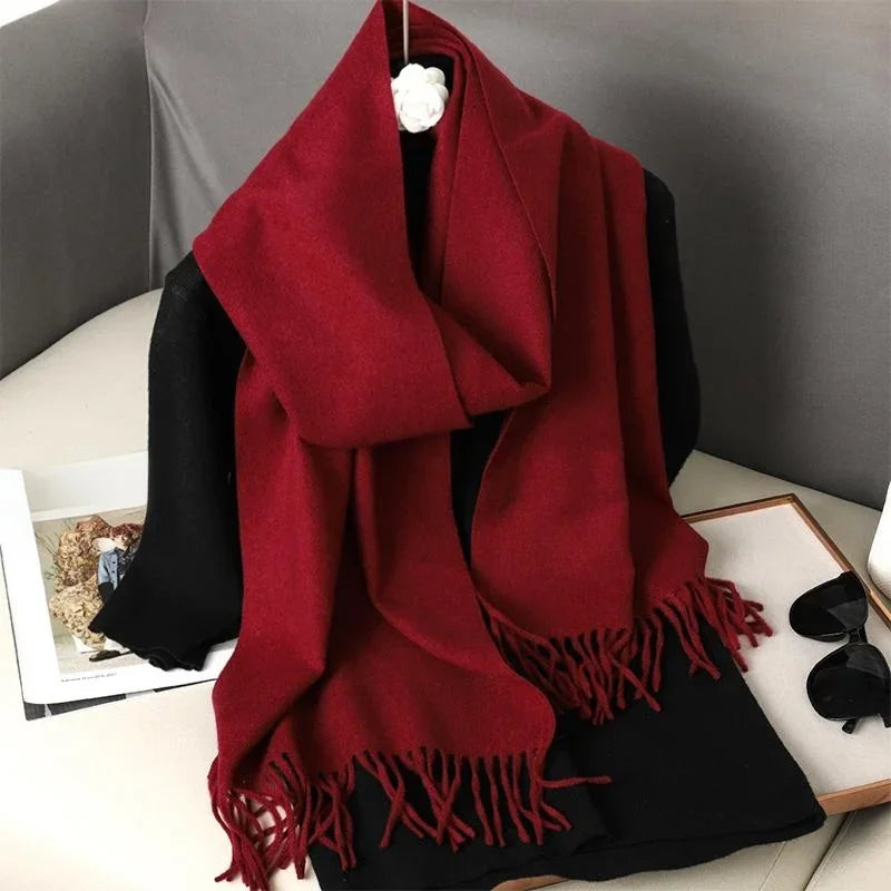 Bufanda de invierno lisa tacto cachemira