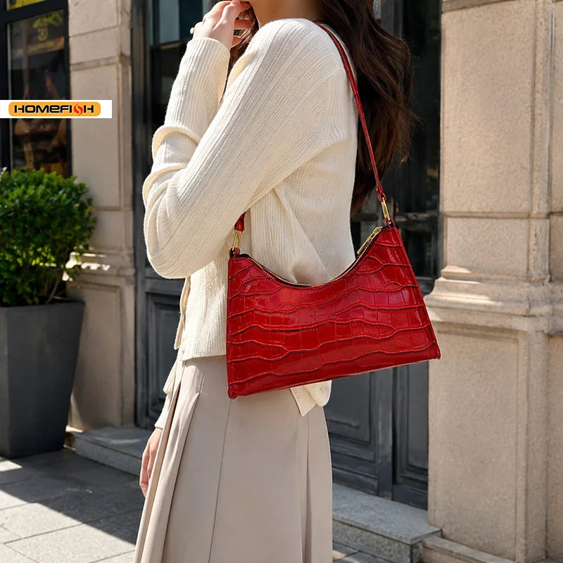 Bolso de hombro efecto cocodrilo