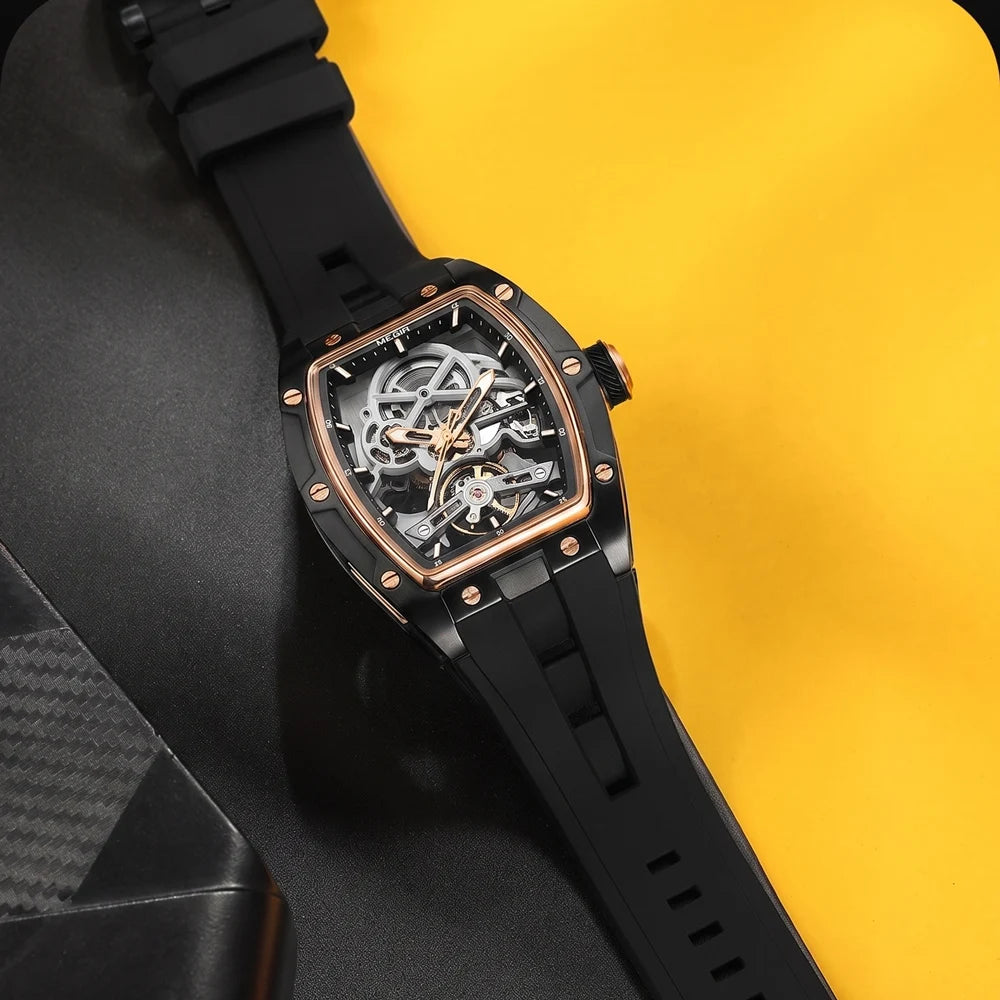 Reloj automático MEGIR esqueleto tonneau