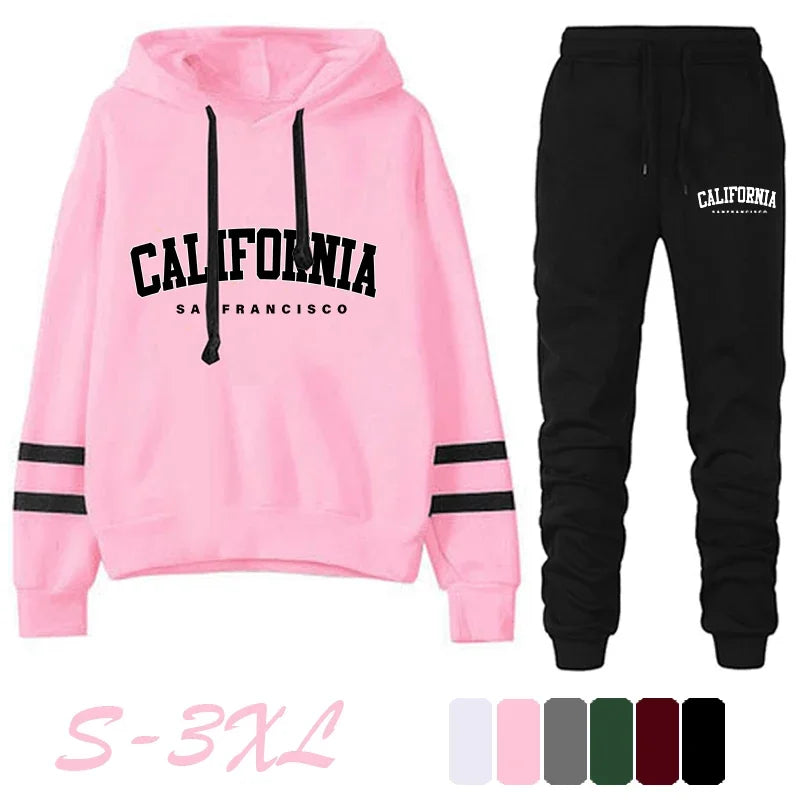 Chándal California con capucha y pantalón con raya