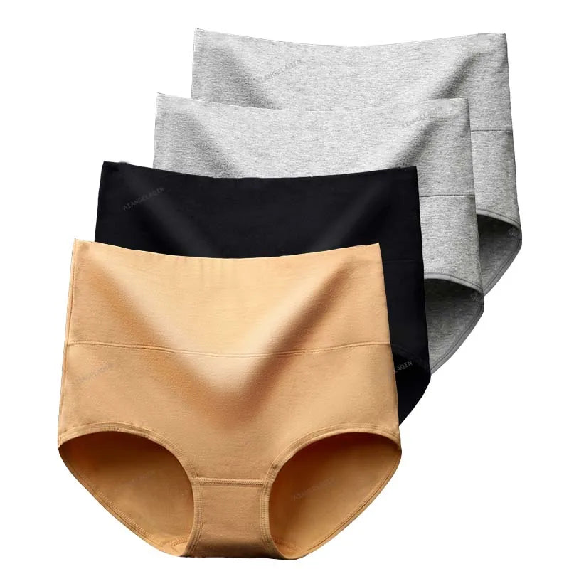 Pack de 4 bragas de cintura alta de algodón