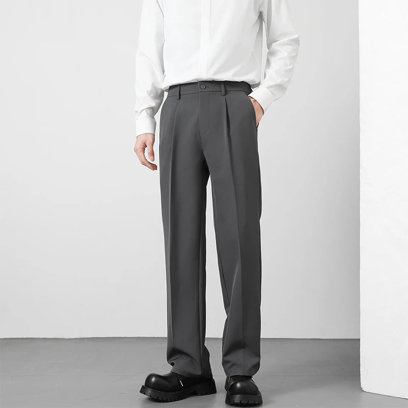 Pantalón de traje holgado de pierna recta para hombre