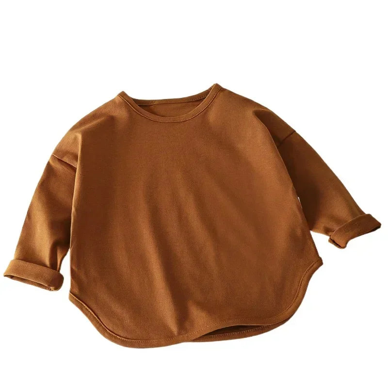 Camiseta básica de manga larga 100 % algodón para bebé
