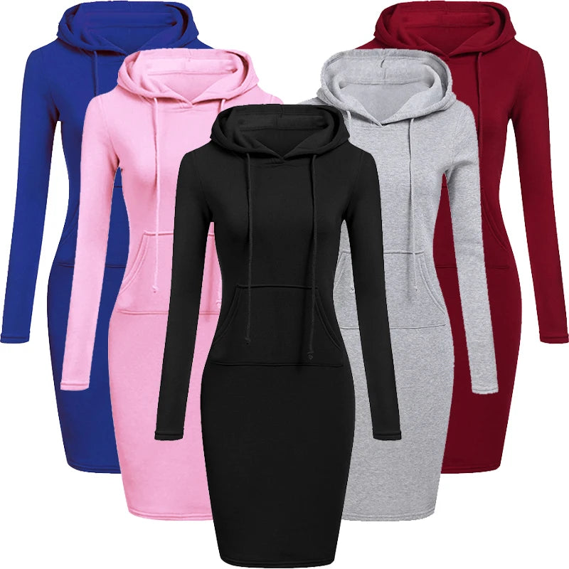 Vestido sudadera con capucha de manga larga