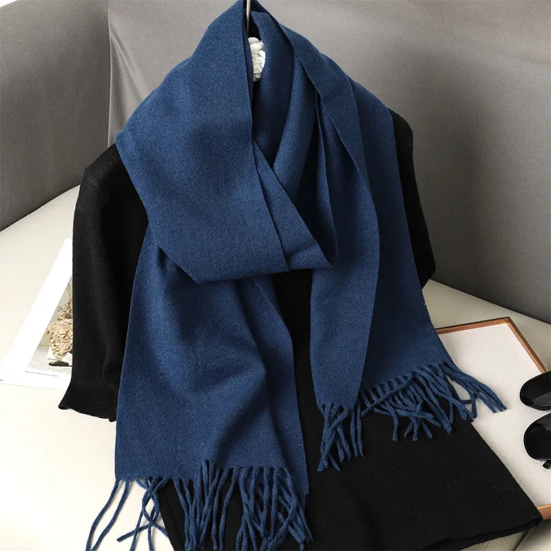 Bufanda de invierno lisa tacto cachemira